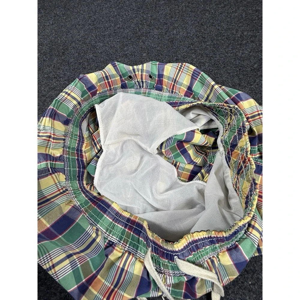 Polo‎ Ralph Lauren Plaid Swim Trunks Board Shorts Men Size Large Lined 4